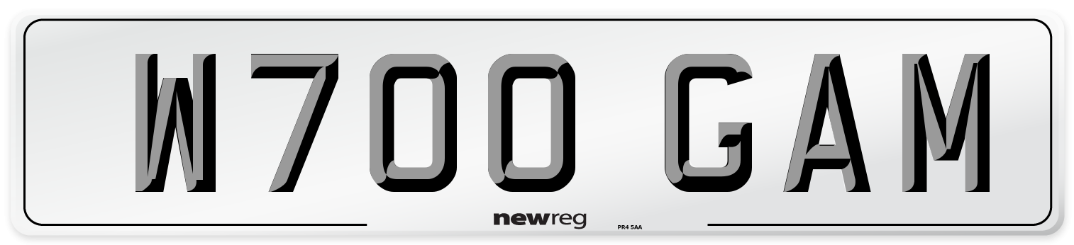 W700 GAM Number Plate from New Reg